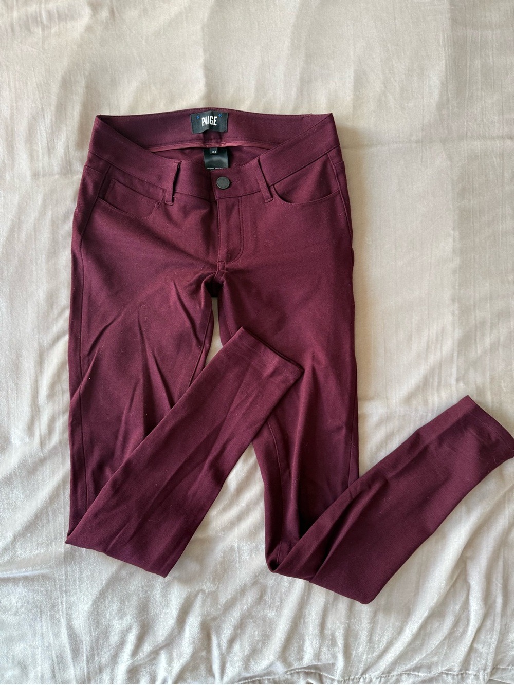 PAIGE Wine Stretch Skinny Jeans